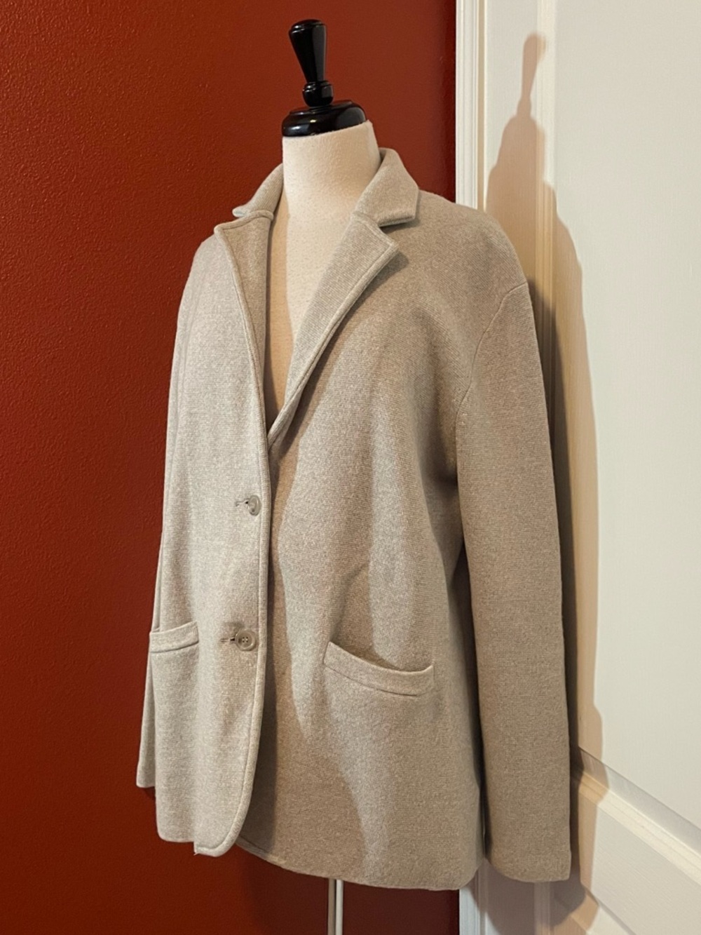 J Crew Women’s Unconstructed Heather Gray Knit Wool Two Button Sport Blazer